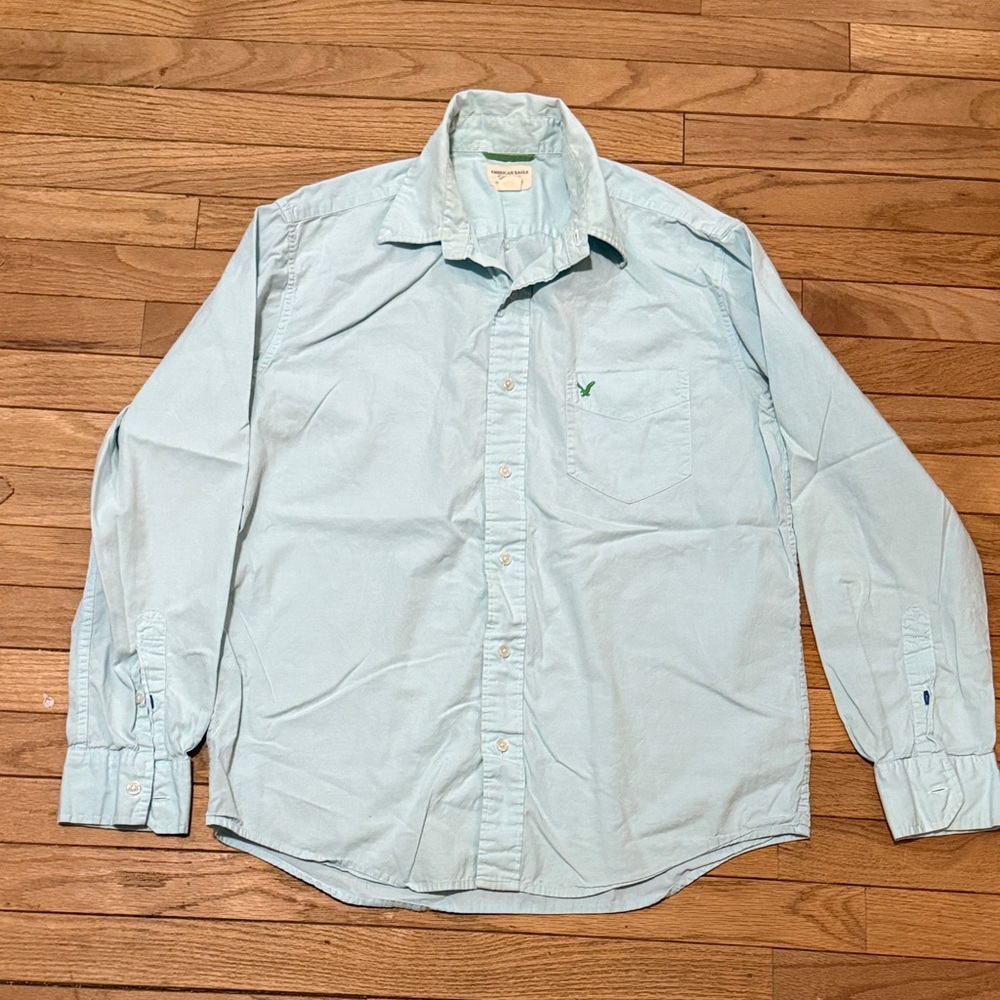 American Eagle Outfitters Sky Blue Button-Down Shirt